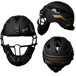 Kelly's Ultimate Sports Miken Limited Edition Black/Gold Slowpitch Softball Pitchers Helmet Mask - MGLDPH