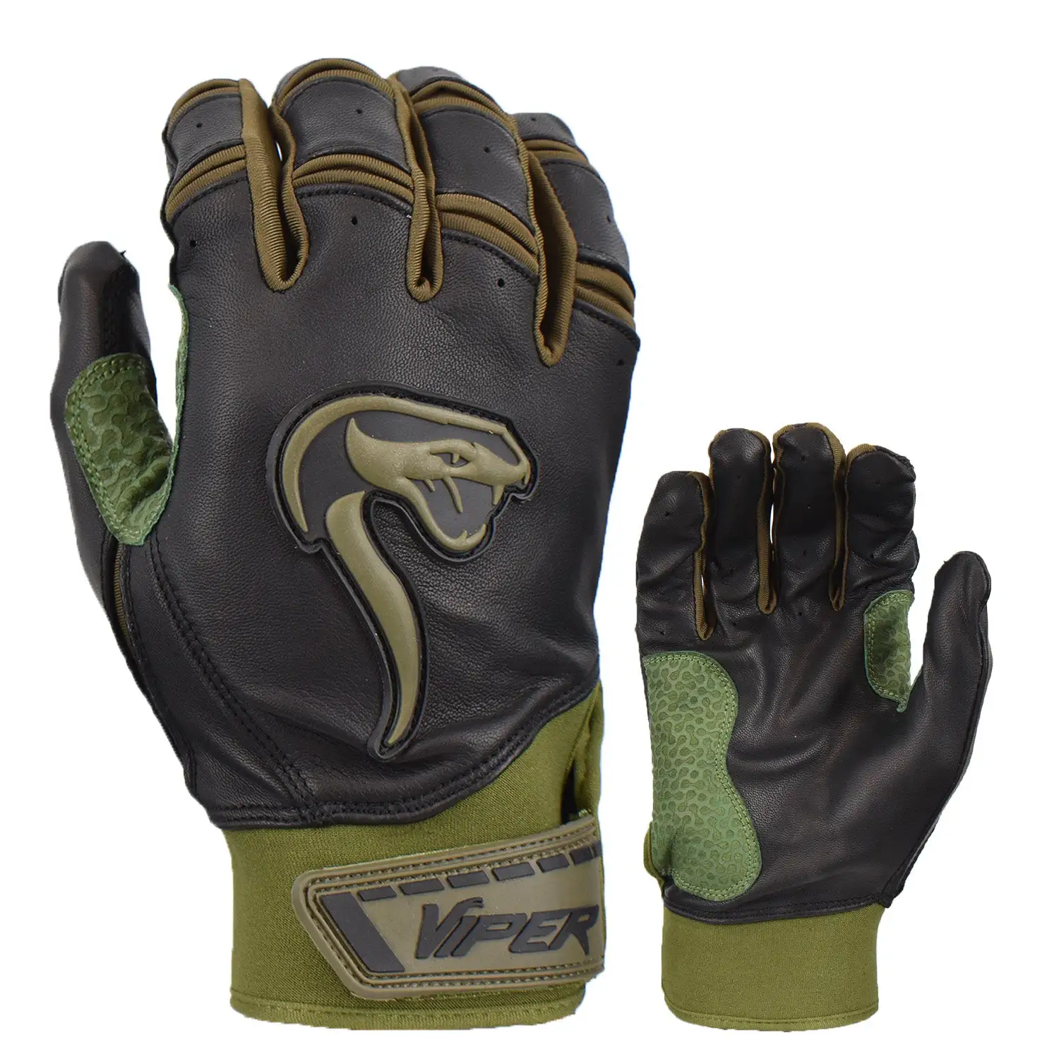 Kelly's Ultimate Sports Viper Grindstone Short Cuff Batting Glove - Black/OD Green