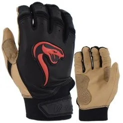 Kelly's Ultimate Sports Viper Grindstone Short Cuff Batting Glove - Black/Tan/Red