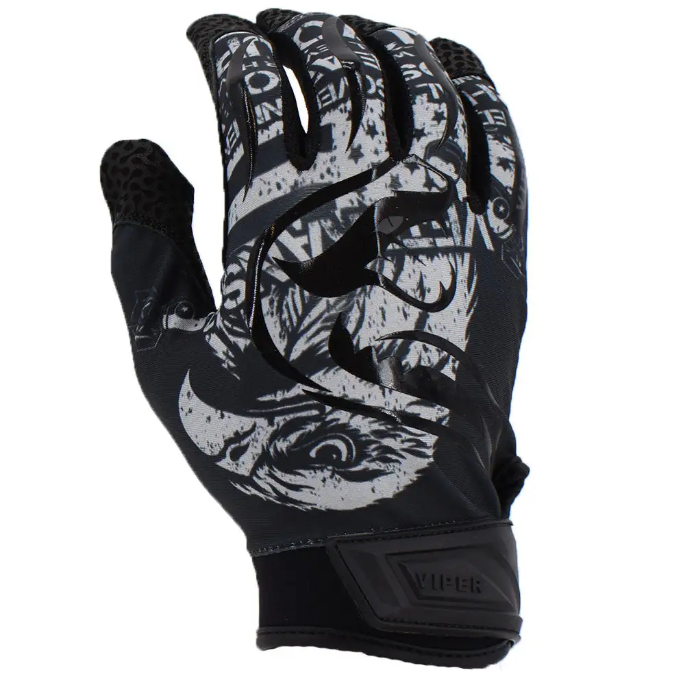 Kelly's Ultimate Sports Viper Lite Premium Batting Gloves Leather Palm - Black Eagle