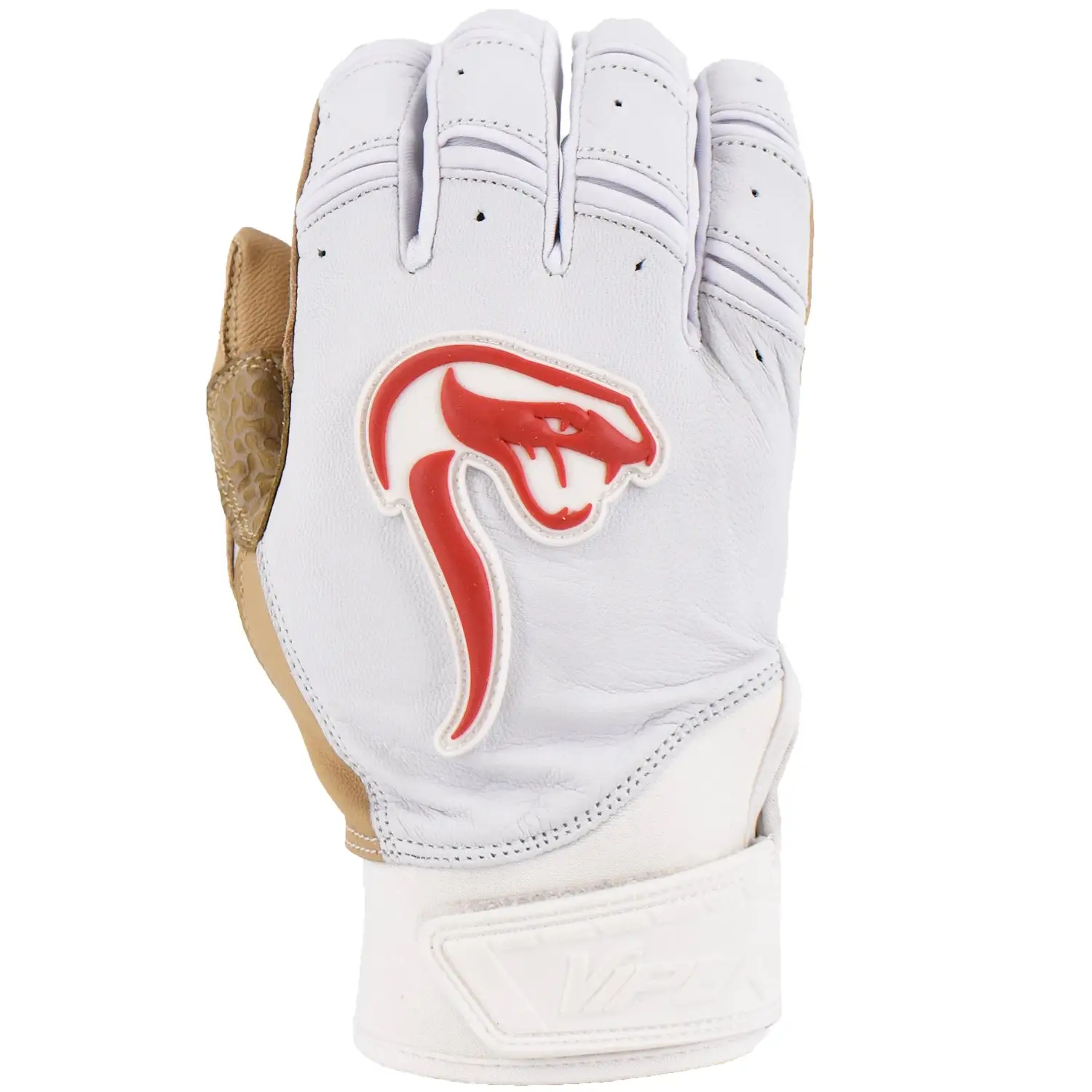 Kelly's Ultimate Sports Viper Grindstone Short Cuff Batting Glove - White/Tan/Red - Image 2