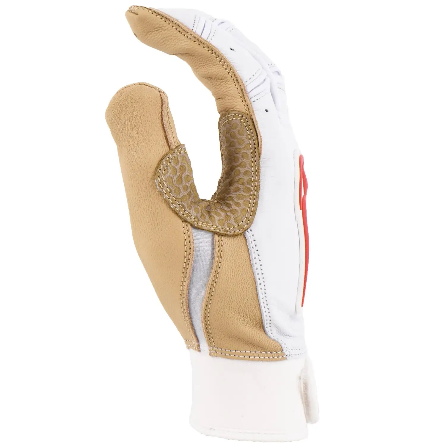 Kelly's Ultimate Sports Viper Grindstone Short Cuff Batting Glove - White/Tan/Red - Image 4