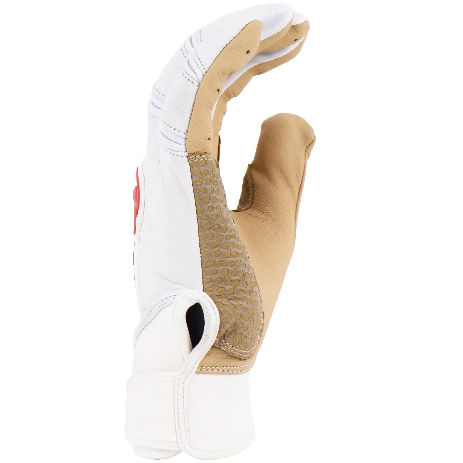 Kelly's Ultimate Sports Viper Grindstone Short Cuff Batting Glove - White/Tan/Red - Image 5