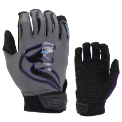 Kelly's Ultimate Sports Viper Lite Premium Batting Gloves Leather Palm - Team Edition - Charcoal/Purple/Black