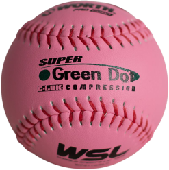 Kelly's Ultimate Sports Worth Pink Super Green Dot Composite 47/400 WSL 11" Slowpitch Softballs - WPS11WSLC