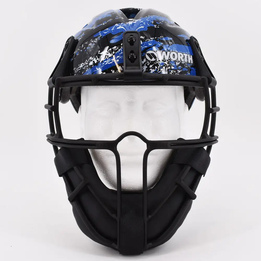 Kelly's Ultimate Sports Worth Legit Slowpitch Softball Pitchers Helmet Mask Blue Line - Limited Edition Print - Image 2