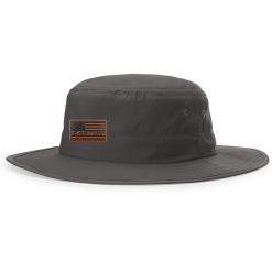 Kelly's Ultimate Sports Easton Bucket Hat Charocal With Leather Flag Patch