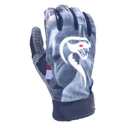 Kelly's Ultimate Sports Viper Hex-Grip Palm Premium Batting Gloves-Grey USA/White Viper