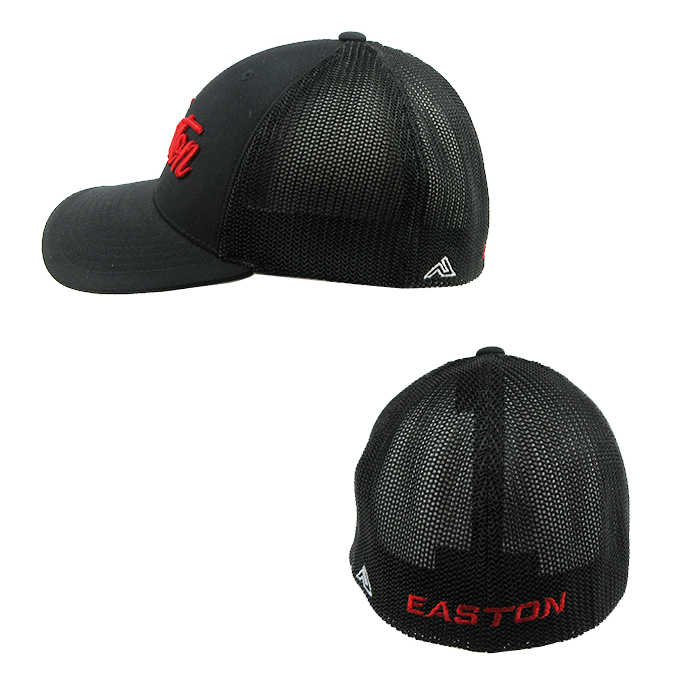 Kelly's Ultimate Sports Easton Hat By Pacific (404M) All Black/Red Script - Image 2