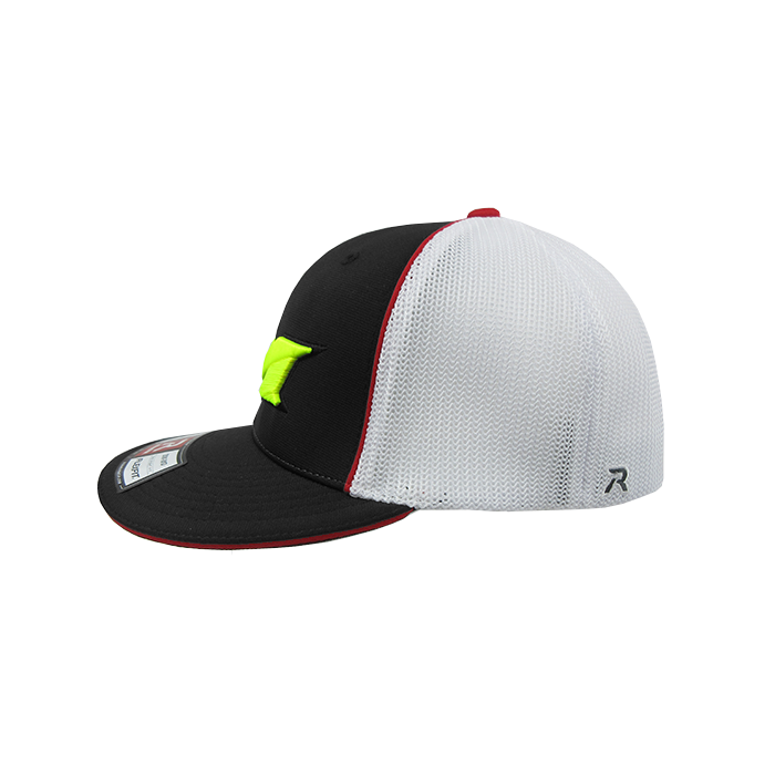 Kelly's Ultimate Sports Miken Hat By Richardson (R165) Black/White/Black/Black/Volt - Image 2