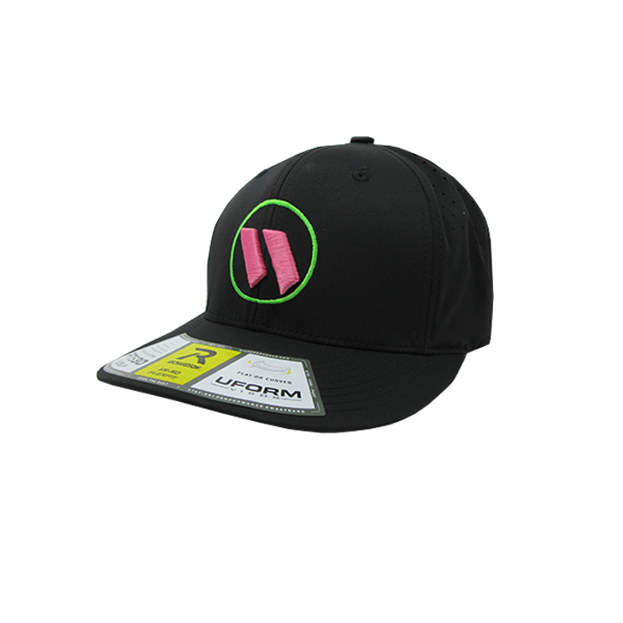 Kelly's Ultimate Sports Worth Hat By Richardson (PTS30) All Black/Neon Green/Pink