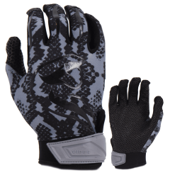 Kelly's Ultimate Sports Viper Lite Premium Batting Gloves Leather Palm - Viper Skin Edition - Charcoal/Black