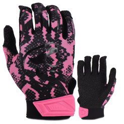 Kelly's Ultimate Sports Viper Lite Premium Batting Gloves Leather Palm - Viper Skin Edition - Pink/Black