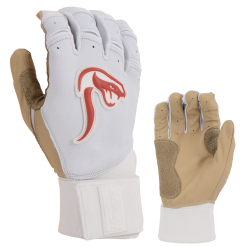 Kelly's Ultimate Sports Viper Grindstone Long Cuff Batting Glove - White/Tan