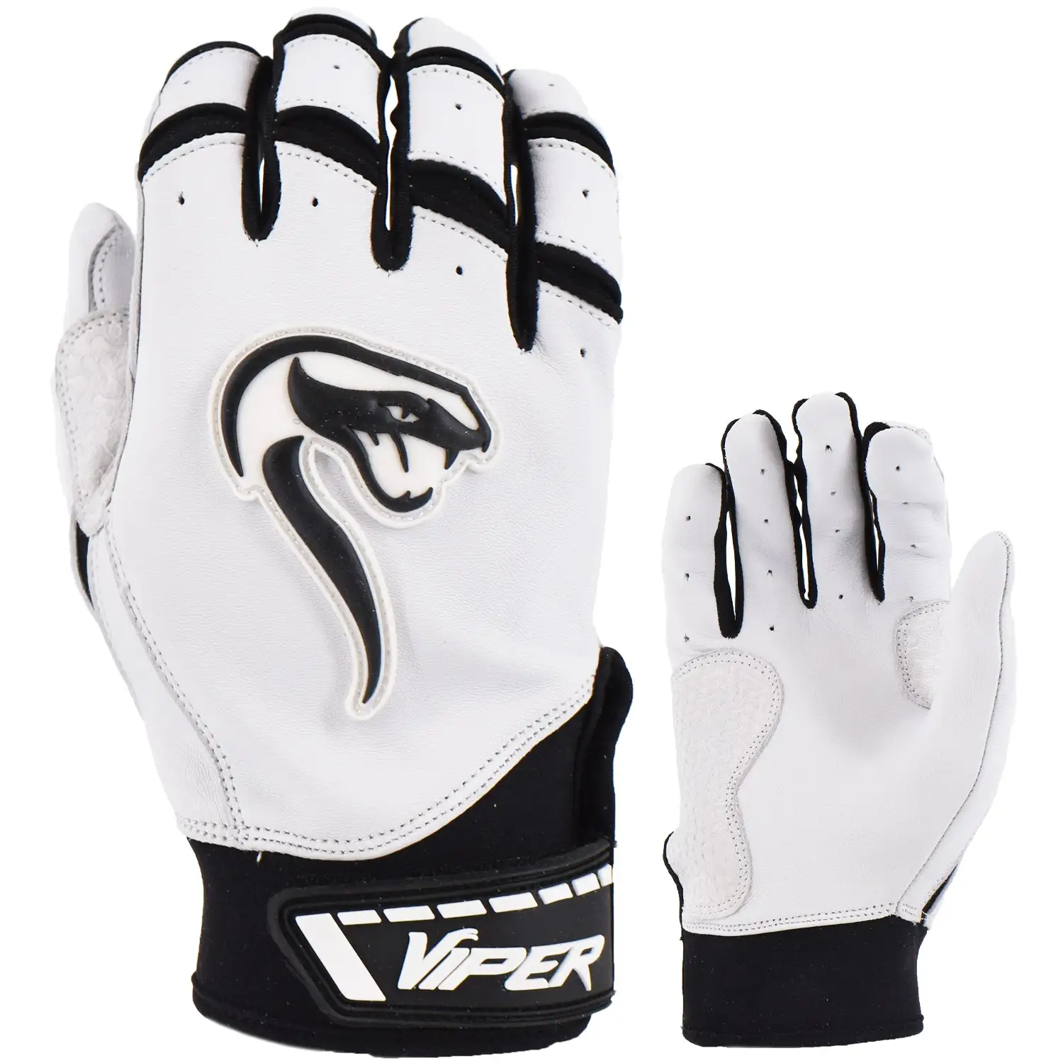 Kelly's Ultimate Sports Viper Grindstone Short Cuff Batting Glove - White/Black