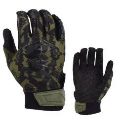 Kelly's Ultimate Sports Viper Lite Premium Batting Gloves Leather Palm - Viper Skin Edition - OD Green/Black