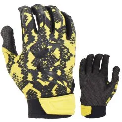 Kelly's Ultimate Sports Viper Lite Premium Batting Gloves Leather Palm - Viper Skin Edition - Yellow/Black