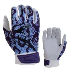 Kelly's Ultimate Sports Viper Lite Premium Batting Gloves Leather Palm - Viper Skin Edition - Carolina/Purple/White