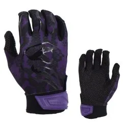 Kelly's Ultimate Sports Viper Lite Premium Batting Gloves Leather Palm - Viper Skin Edition - Purple/Black