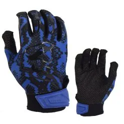 Kelly's Ultimate Sports Viper Lite Premium Batting Gloves Leather Palm - Viper Skin Edition - Royal/Black